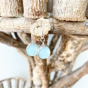 Wire Wrapped Silver & Moonstone Earrings Handcrafted